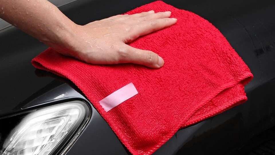 microfiber towel on car